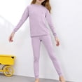thumbnail image 2 of Loopsun Girls Long Sleeve Round Neck Shirts with and Pants Thermal Loungewear Outfit Purple, 11-12 Years, 2 of 5