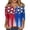 Red, variant on American Flag Blouse Women 1776-2026 Red White and Blue 3/4 Sleeve Henley Shirts Stars and Stripes 250th Anniversary Casual Tunics L