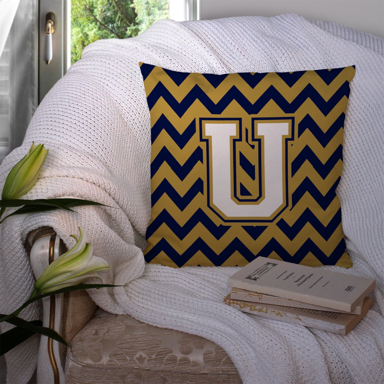 Letter Chevron Fabric Decorative Pillow