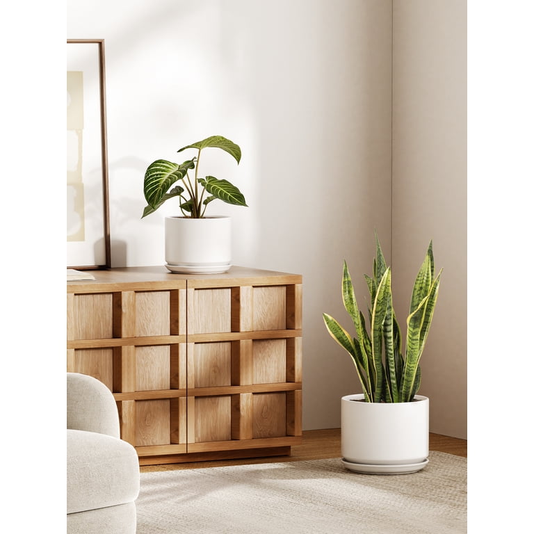 BEMAY 10 Inch White Ceramic Planter Pot photo 8