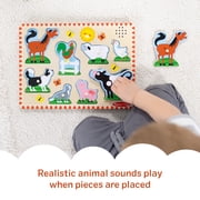 Melissa & Doug Farm Animals Sound Puzzle - Wooden Peg Puzzle with Sound Effects (8 Pcs)