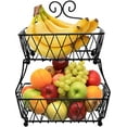 thumbnail image 5 of Sorbus Fruit Basket Display Stand, 2-Tier, for Vegetable, Fruit & Bread Counter Storage for Kitchen, Bathroom, Rectangular Antique Metal (Black), 5 of 7