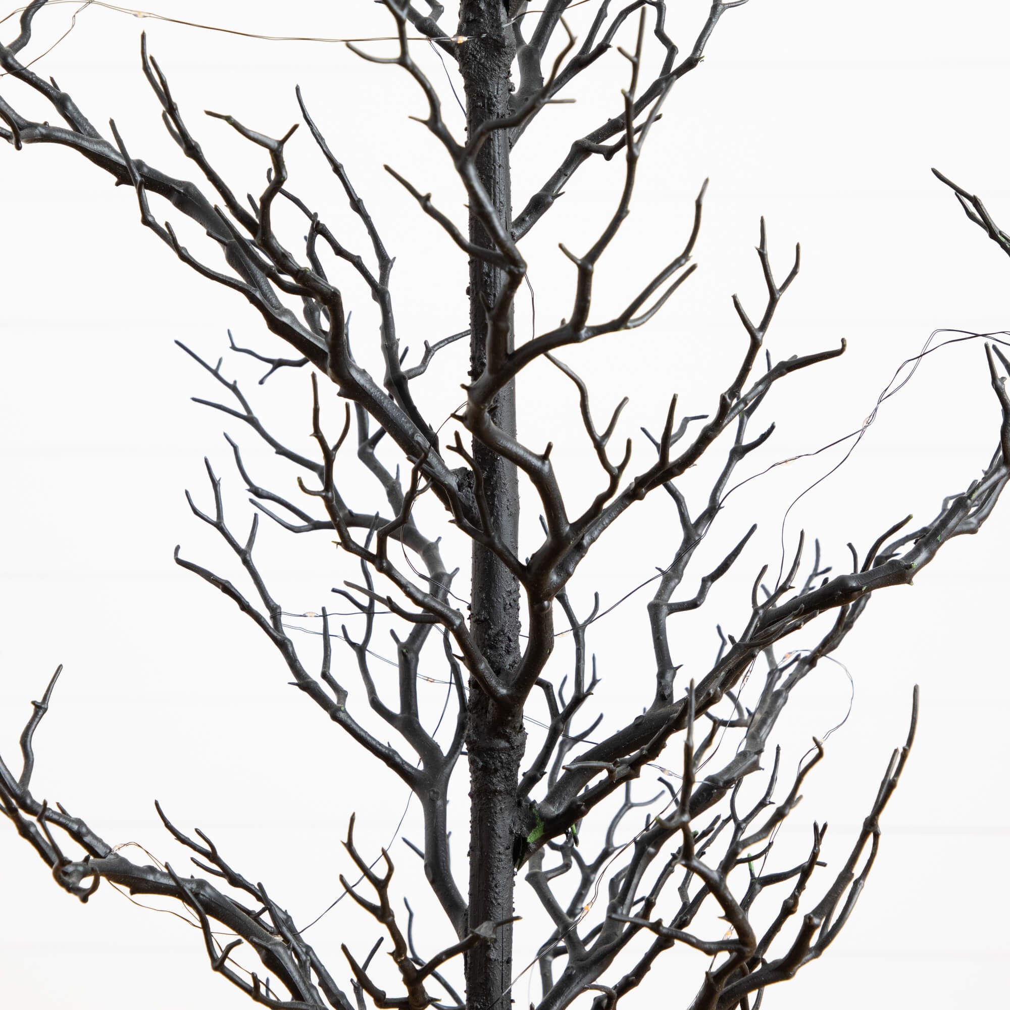 Nearly Natural 5ft. Pre-Lit Artificial Halloween Black Spooky Twig Tree with 200 Orange & Purple Copper Wire String LED Lights