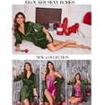 thumbnail image 5 of Ekouaer Women Satin Kimono Robe Valentines Lingerie Ruffle Belted 3/4 Sleeve Bathrobe for Bridesmaids, Wedding & Special Occasions, 5 of 6