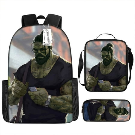 Hulk Backpack Schoolbag Three piece Set For Primary And Secondary School Students Lightweight Waterproof Schoolbag ZJKDGJKJ