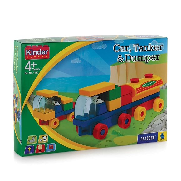 PEACOCK Ensemble de Blocs Kinder Voiture, Citerne et Benne