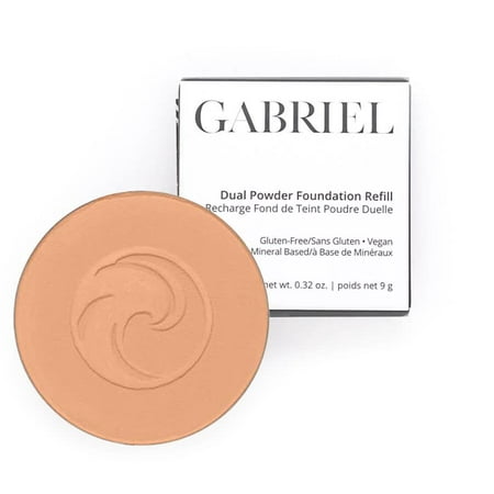Gabriel Cosmetics Dual Powder Foundation, Natural, Paraben Free, Vegan, Gluten-free, Cruelty-free, Non GMO, Pressed mineral powder, enhanced with Sea Fennel (Olive REFILL)