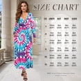 thumbnail image 6 of FKELYI Womens Long Sleeve Fall Dress Tie-Dye Pink Blue Print V Neck Maxi Casual Dress with Pockets Soft A-Line Flowy Tiered Waist Dresses for Ladies, S, 6 of 6