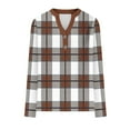 thumbnail image 5 of STETMN Women's Long Sleeve Shirts Button V Neck Plaid Top Fall Casual Office Blouses, 5 of 5