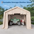 thumbnail image 2 of EastVita 10x15FT Outdoor Portable Storage Shed with Roll-Up Door Vent Khaki, 2 of 7