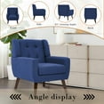 thumbnail image 3 of DREAMSIDEA Modern Button Tufted Accent Chair Upholstered Indoor,Linen Living Room Arm Chair for Bedroom, Blue, 3 of 6