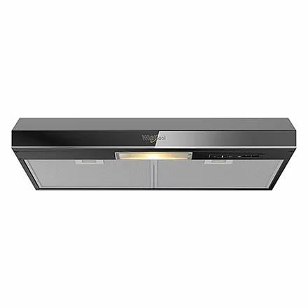 Campana de cocina 76 cm (30 pulgadas) Whirlpool WH7610B en acero inoxidable negro de pared y bajo alacena