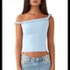 thumbnail image 1 of Camiseta Sin Mangas con Hombros Descubiertos para Mujer, Corte Ajustado, Elástica, Estilo Y2K, Informal Azul M, 1 of 10