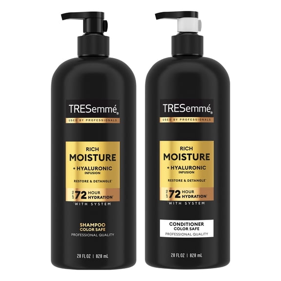 TRESemmé Rich Moisture Shampoo And Conditioner With Up To 72H Hydration for Dry Hair, Rich Moisture With Vitamin E And Biotin Formula,28 fl oz 2 Count