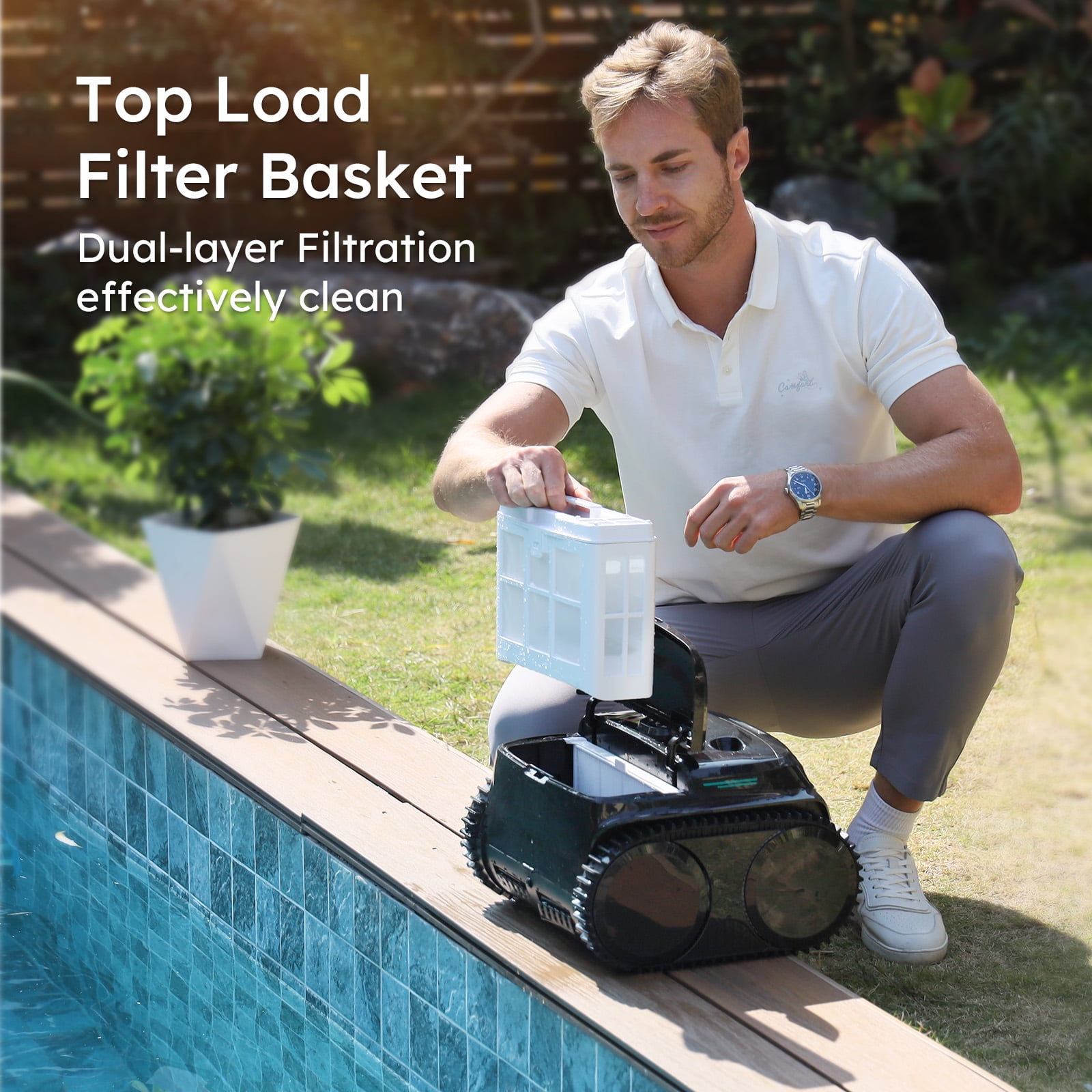 WYBOT C2 Vision AI Camera Cordless Pool Cleaner Robot for Inground Pools, 8 Mode Robotic Pool Cleaner, Ultra-Fine Filtration, Powerful Suction, Wall Climbing, Waterline Cleaning, Black & Green
