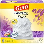 Glad ForceFlex Tall Kitchen Trash Bags, 13 Gal, Gain Lavender with Febreze, 80 Ct (Pack May Vary)