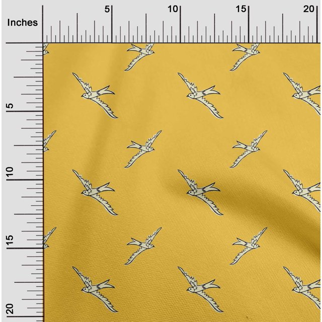 oneOone Popeline de Coton Tissu à Imprimé Bloc d'Oiseaux BTY 42 Pouces de Large