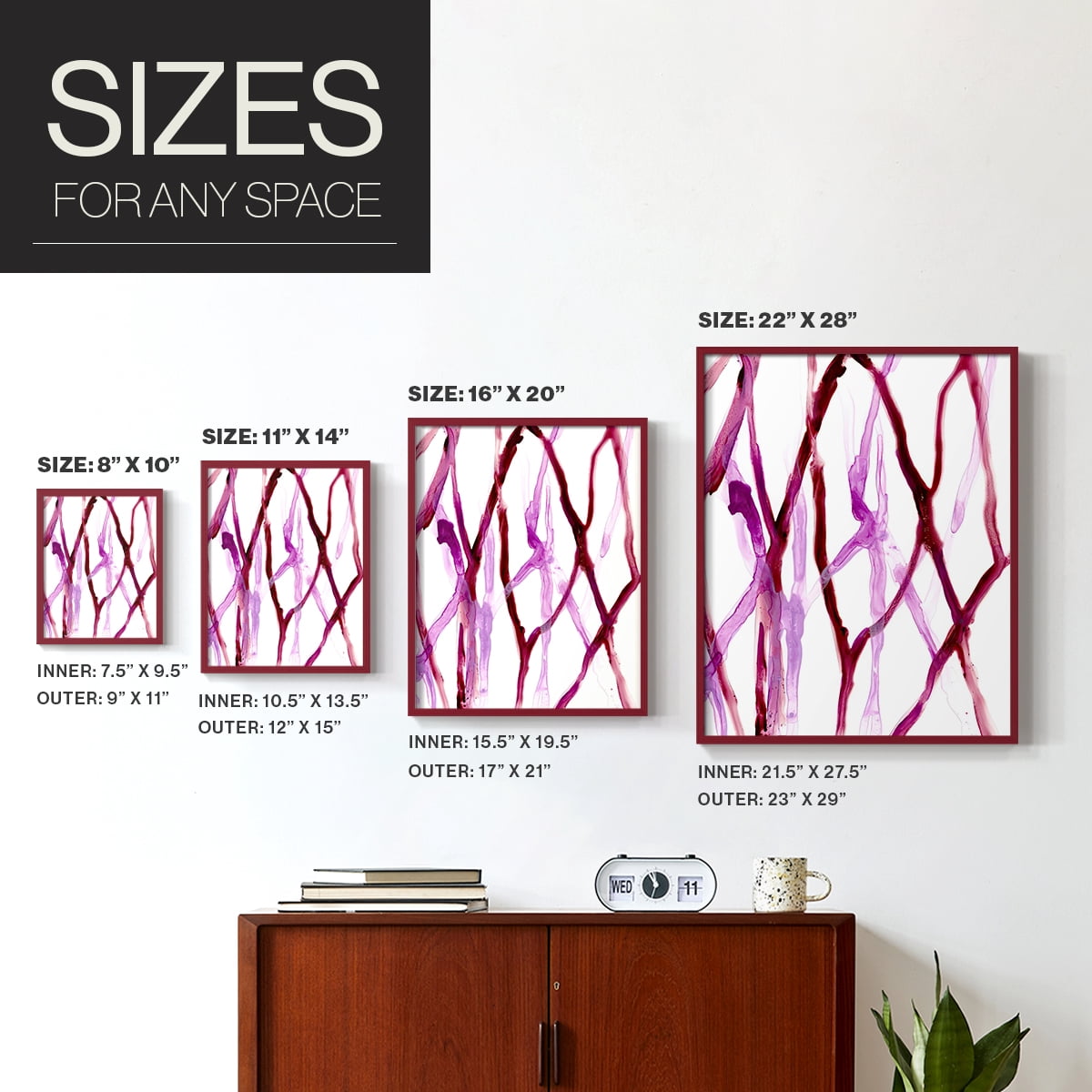Runnel XVI Framed Print in Red Solid Wood Framed Print No Nail Hanging