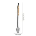 thumbnail image 2 of Pinzas de acero inoxidable para alimentos | Mango ergonómico de madera de 44 cm | Agarre antideslizante de alta resistencia | Bordes festoneados para servir pan y bistec | Utensilio de cocina con, 2 of 6