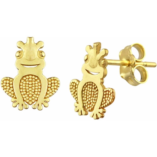 gold frog earrings