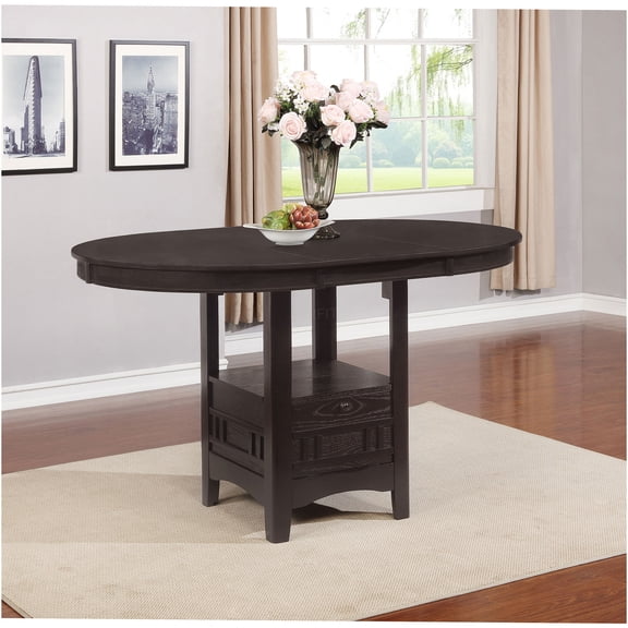 JERFIT 42-inch Espresso Brown Extendable Counter Height Dining Table for 4, Solid Wood and MDF Modern Kitchen Table with Leaf