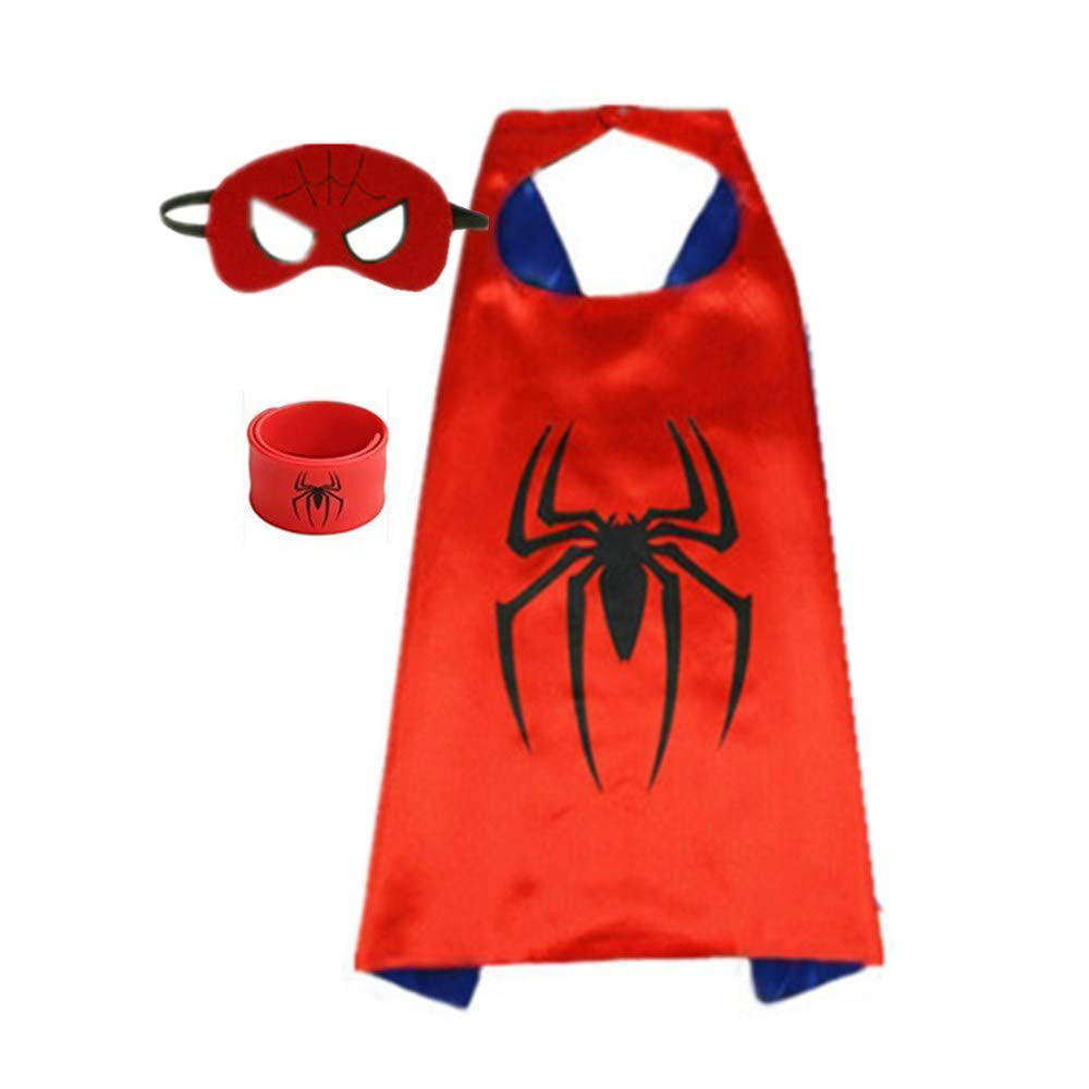 Halloween Costume Red Easy Dress Up Birthday Party Gift Stocking Stuffer Cape with Mask Kids Super Hero Spider Man