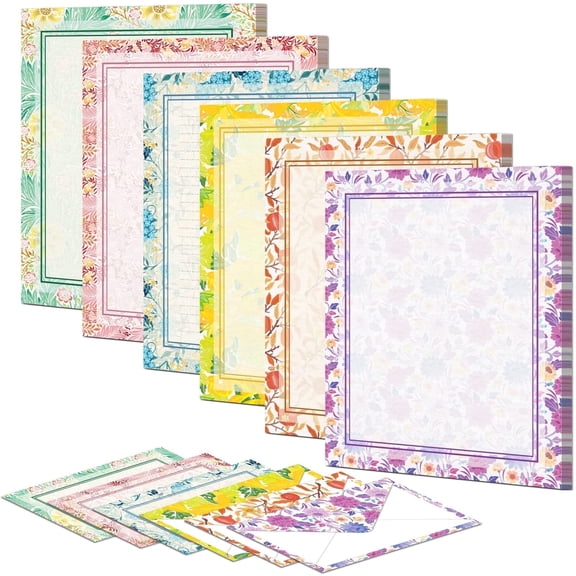 ANZON MORIES 72 Pcs Stationery Set 8.5x11in (48 Sheets Writing Letter   24 Envelopes), Vintage Morris Stationary Paper 2 Sides Lined