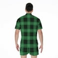 thumbnail image 2 of Black And Green Tartan Pattern Short Sleeve Men'S Rompers, Tartan Plaid Retro Casual Summer Jumpsuits Outfit, 2 of 4