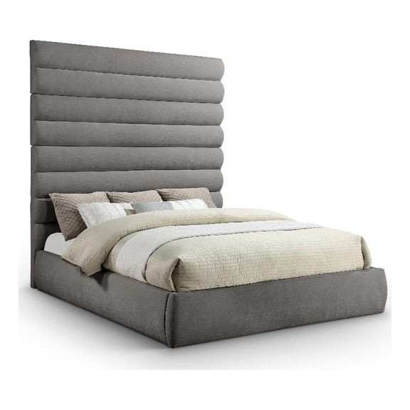Meridian Furniture Adam Grey Chenille Fabric King Bed
