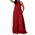 thumbnail image 2 of ZAZYULZ Summer Jumpsuit Women's Sexy Summer Jumpsuit Neck Sleeveless Chiffon Wide Leg Long Pant Jumpsuit Romper(Red,L), 2 of 8
