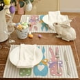 thumbnail image 3 of Easter Placemats 12x18 Inch Set of 4, Colorful Polka Dots Bunny Grey Striped Decorative Farmhouse Holiday Spring Table Decoration for Kitchen Dining, Indoor Outdoor Dinner Party Décor GP112-18, 3 of 5