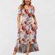 thumbnail image 2 of Vestido largo estampado de cuello redondo de talla grande para mujer Vestido de manga corta Pompotops ghjkhdj11013, 2 of 4