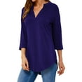 thumbnail image 3 of Hubery 3/4 Sleeve Pullover V-Neck Relaxed Fit Top (Women's) 1 Pack, 3 of 9