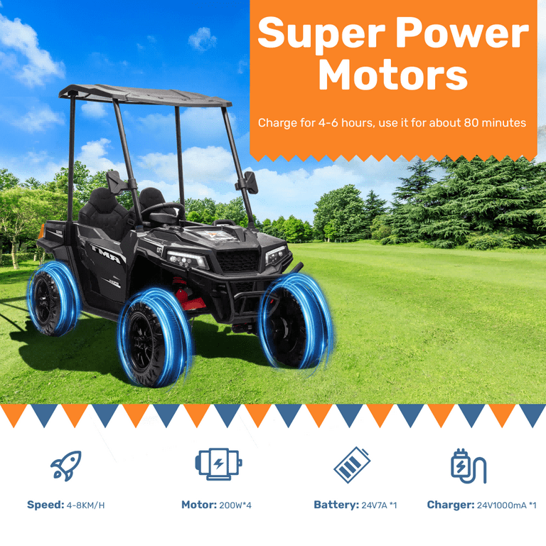 RYC⭐ RICHRYCE 24V Ride on Car, 4WD Powered Ride on UTV for kids
