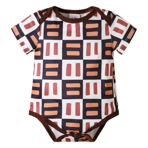 Gibobby Ropa Para Bebe con estampado de manga corta para niños y niñas, ropa para recién nacidos(Marrón, 3-6 Meses)