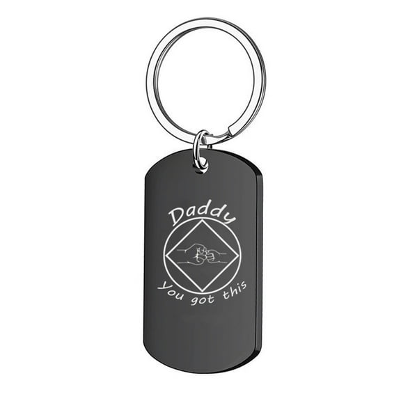 Daddy You Got This Recovery Keychain, Sober NA Sobriety Birthday Anniversary Gift for Dad from Son Daughter, Inspirational Keyring Pendant 12 Step Gifts for Father Papa, Black