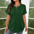 thumbnail image 5 of Uootdi Women's Henley Tops Short Sleeve Button Placket Blouses Casual Daily Style Soft Breathable Relaxed Fit Tees Gift, 5 of 7