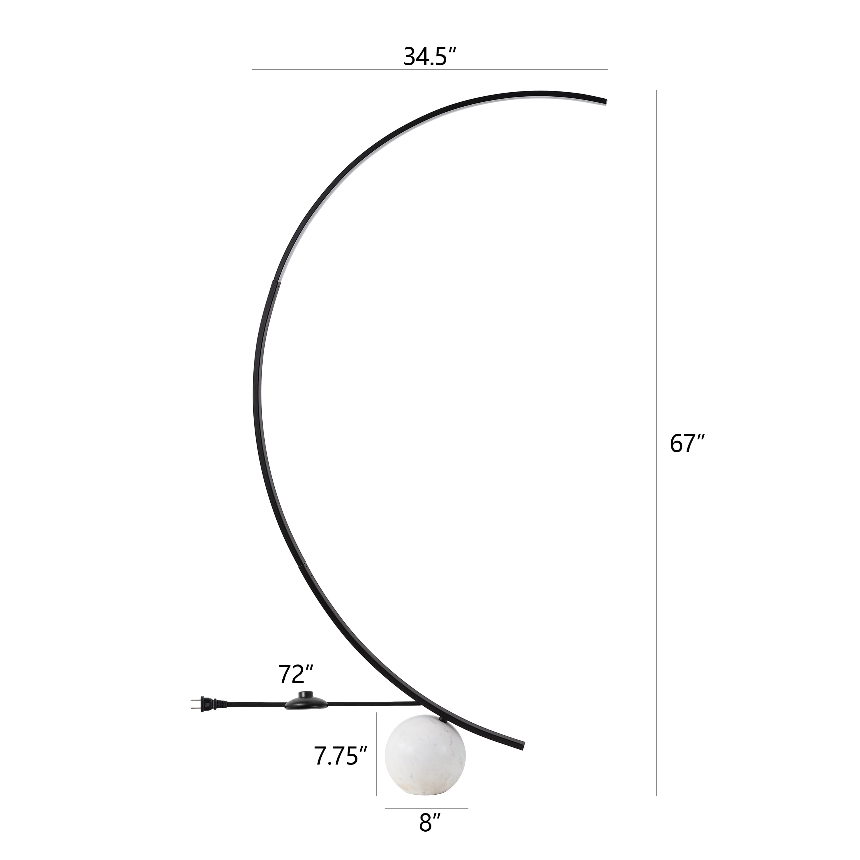 Safavieh Couture Krysandra Powder Coating Black and Gray Marble Base Floor Lamp