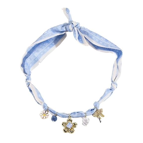 DESIGNICE 2026 New Convertible Scarf Necklace, Adjustable Silk Scarf Necklace with Charm Pendants Jewelry Gift for Birthdays Anniversaire