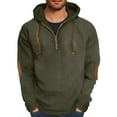 thumbnail image 4 of LpwkSSA Men's Fleece Hoodie Casual Corduroy Color Blocked Quarter Zipper Hooded Long Sleeved Windproof Thermal Hoooded Sweatshirt Green XL, 4 of 5