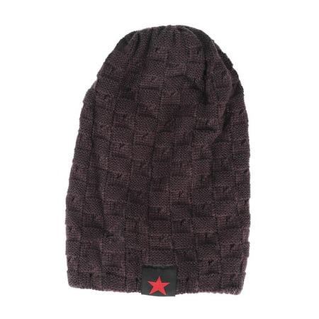 Small Star Face HERCHR Men and Women Fashion Hat, Men and Women Snow Cap, Unisex Winter Autumn Warm Knit Beanie Hats, Women's and Men Winter Hat, Small Five-Star Male and Female Hollow Double-Faced Knit Hat (Coffee) ()