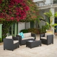 thumbnail image 3 of Raleigh Outdoor Wicker 4 Piece 4 Seater Conversation Set, Dark Brown and Beige, 3 of 8
