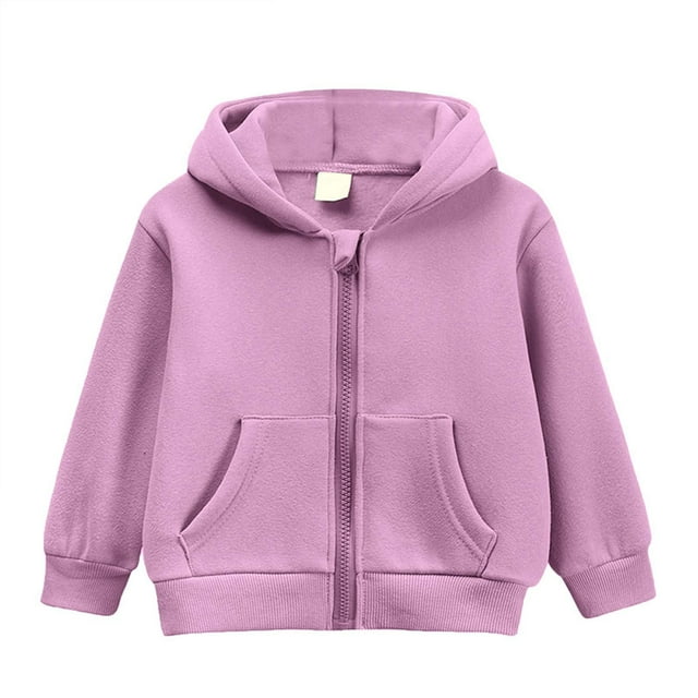 PMVFHDE Zip-Up Hooded Sweatshirt | Thermal Lined Pullover for Winter | Quick Change Design Light Purple,7-8 Years