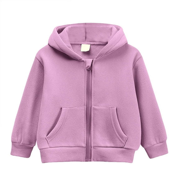 FAOWME Fall Baby Boy Girl Zip Up Hoodies Solid Color Hooded Sweatshirt Long Sleeve Jacket Casual Outerwear Fall Clothes Light 6-7 Years
