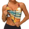 thumbnail image 3 of Fotbe Beach Umbrella Sunset Sujetador Deportivo Largo sin Aros para Mujer con Almohadillas y Soporte Medio, Transpirable y Absorbente, Camiseta Tipo Chaleco o Tank Top-Large, 3 of 8