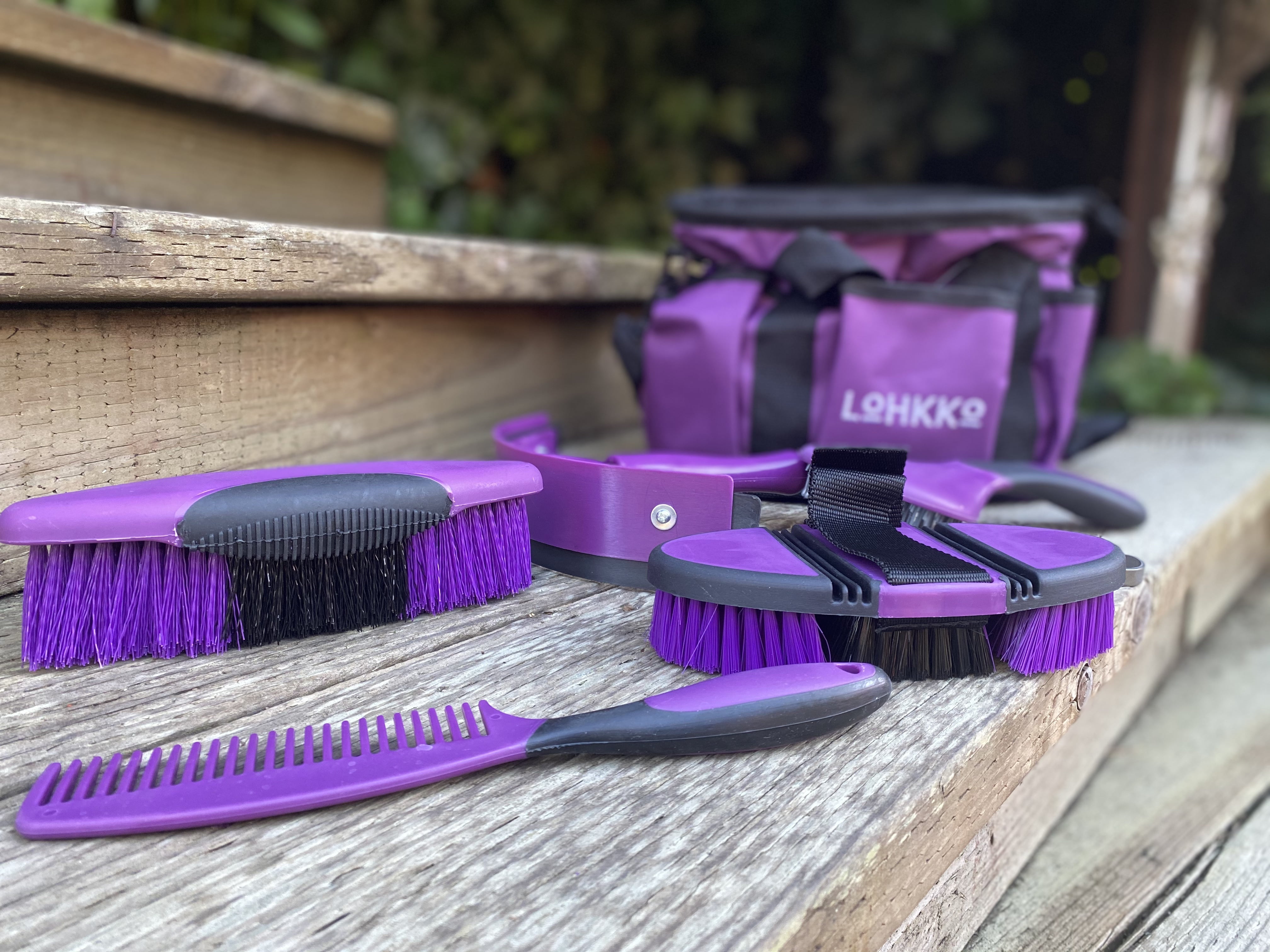 Horse Pony Grooming Dandy Brush For Stable ~ Set Of 3 Purple 