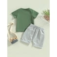 thumbnail image 4 of Caoirhny Kid Pants Suit, Boy Short Sleeve Round Neck Letters Tops + Casual Street Drawstring Short Pants, 4 of 8