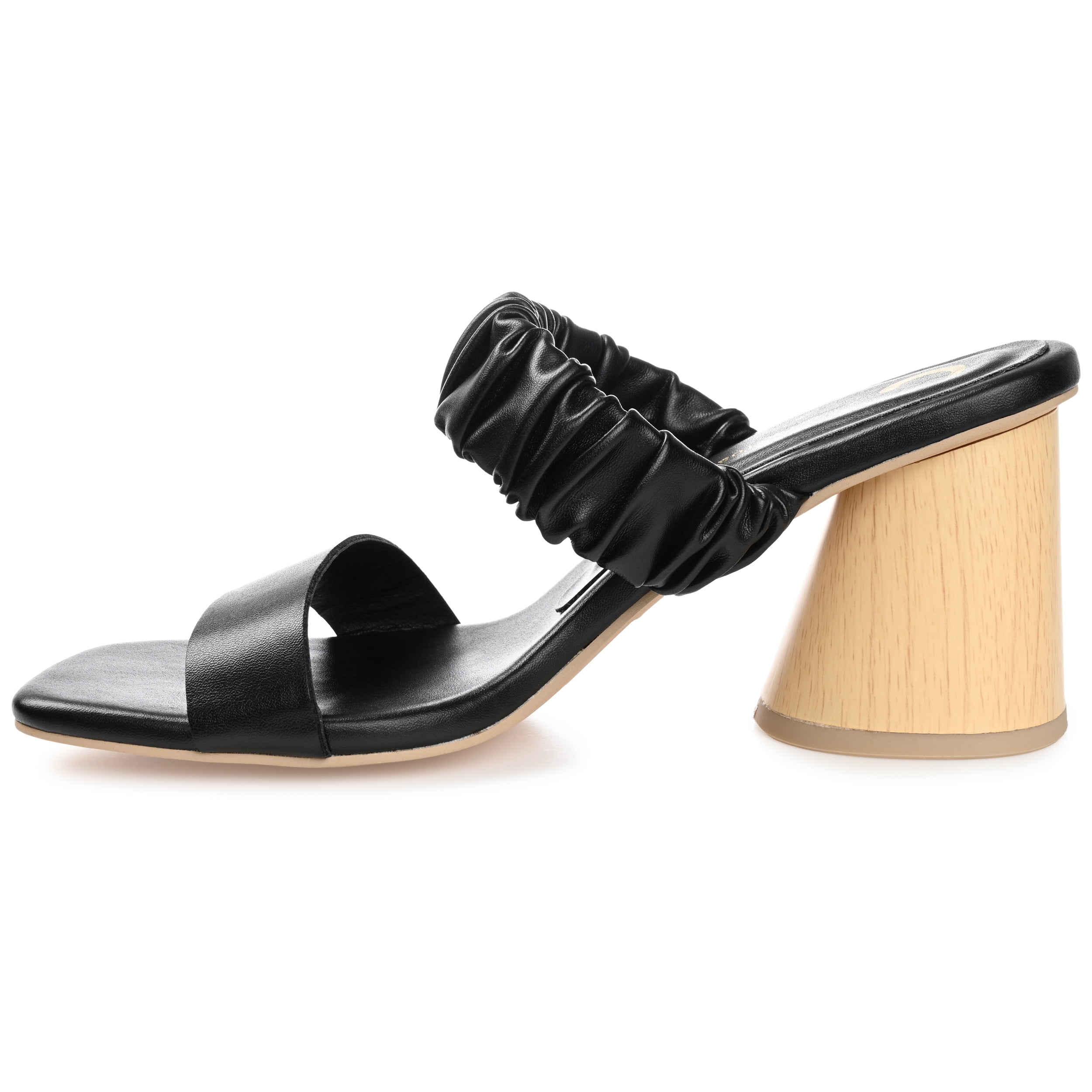 Journee Womens Fayth Open Square Toe Block Heel Sandals