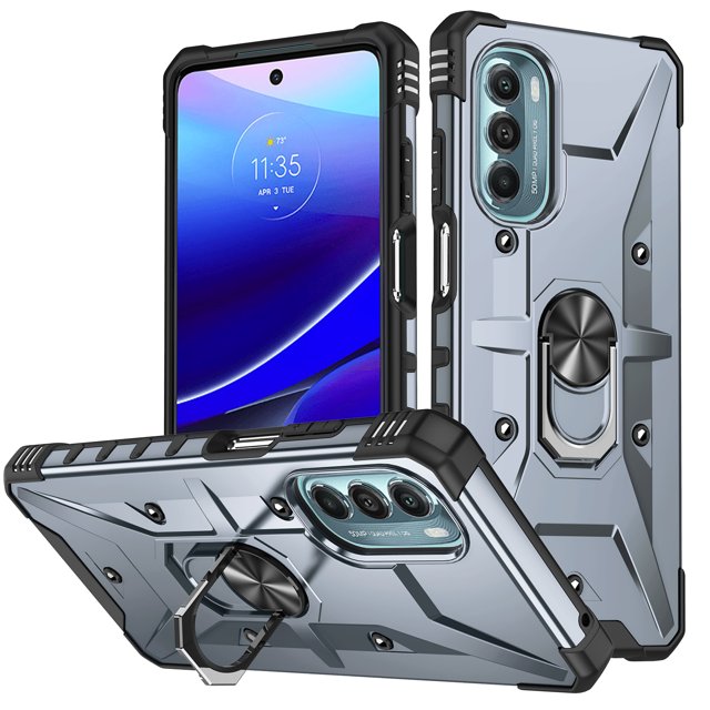 Heavy Duty Rugged Case for Motorola Moto G 5G (2022) 360° Rotation Ring Holder Kickstand Function Anti-Slip Work with Magnetic Car Mount Shockproof Protective Case, Black