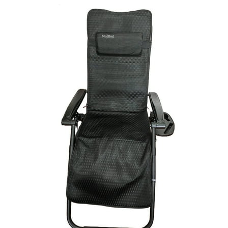 MolBed Recliners [furniture], Portable Recliner Beach Camping Patio Outdoor Folding Lounge Chair with Cup Holder Trays and Adjustable Pillow